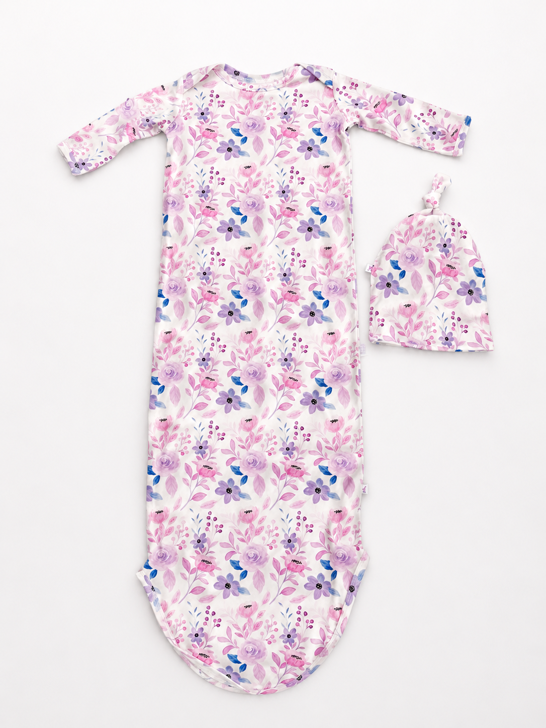 Knotted Gown and Hat Set | Soft Purple Floral