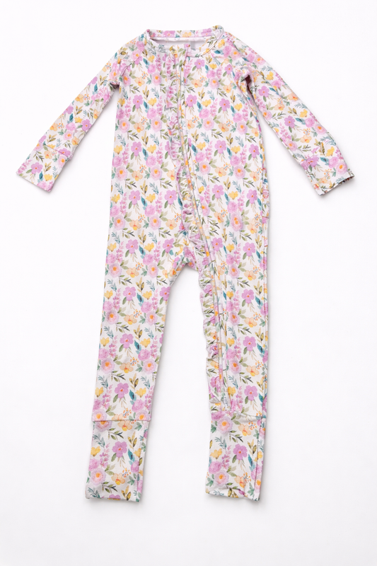 Convertible Romper with Ruffles | Yellow Floral