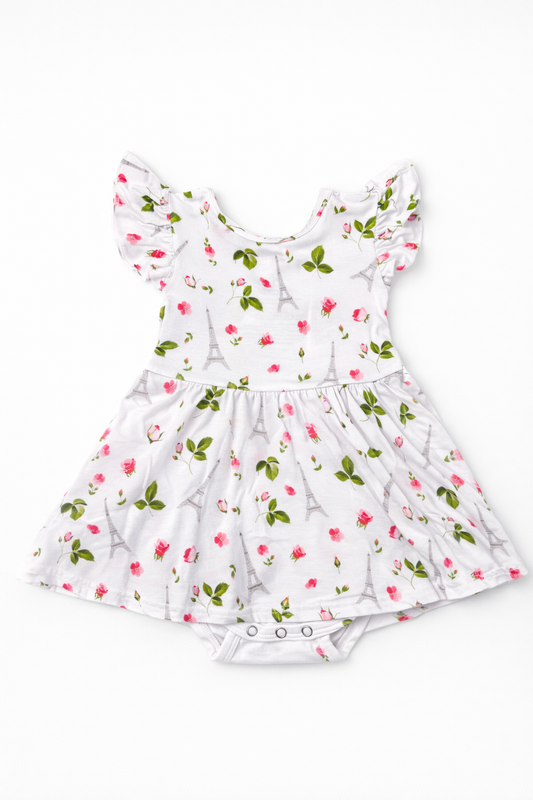 Flutter Sleeve Bodysuit Dress | Paris
