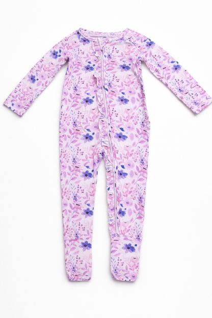 Convertible Romper with Ruffles | Soft Purple Floral