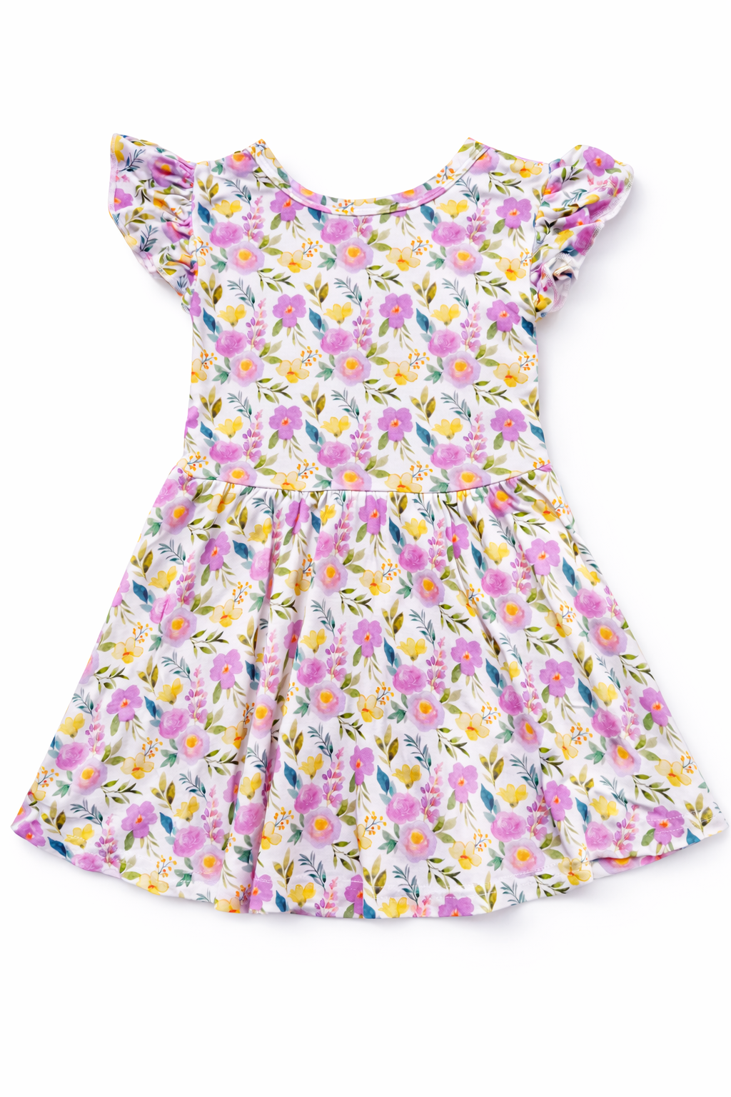 Flutter Sleeve Bodysuit Dress | Yellow Floral