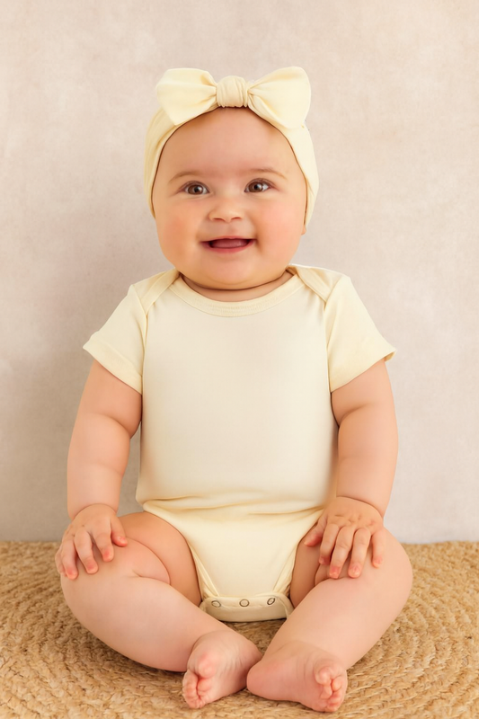 Short-Sleeved Bodysuit | Buttercream