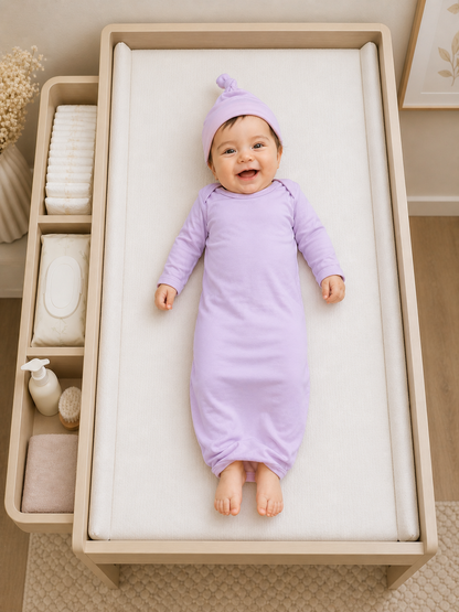 Knotted Gown and Hat Set | Pastel Lilac