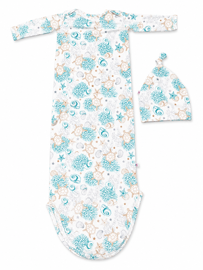 Knotted Gown and Hat Set | Marine