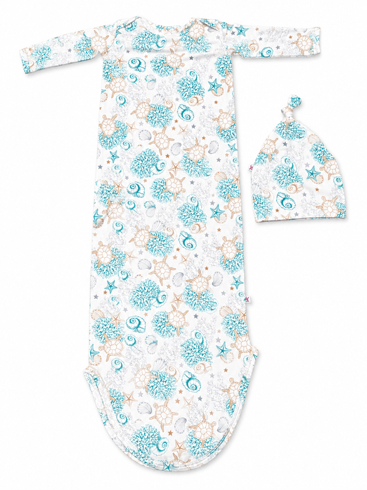 Knotted Gown and Hat Set | Marine