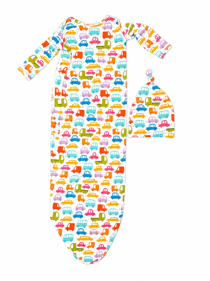 Knotted Gown and Hat Set | Colourful Cars