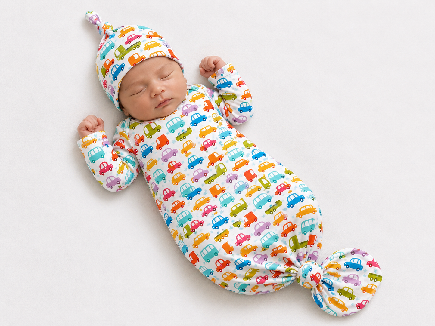 Knotted Gown and Hat Set | Colourful Cars