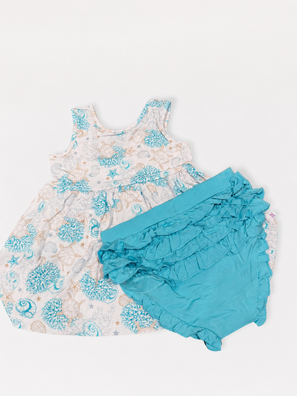 Sleeveless Peplum Top with Bummie Shorts Set | Marine